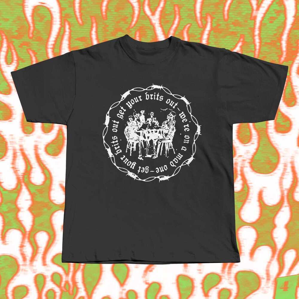 Get Your Brits Out Skeletons Shirt Black Irish Punk Band Tee